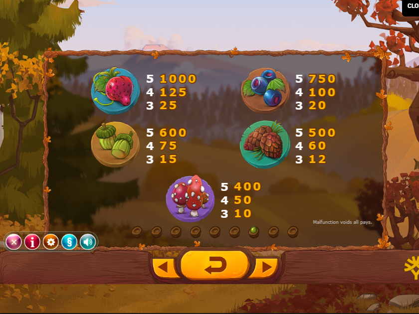 Сезоны - таблица выплат Таблица выплат 4 Сезона